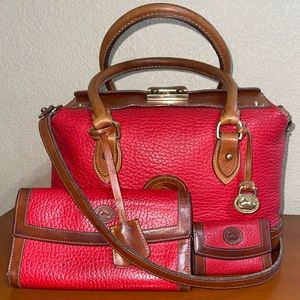 Dooney & Bourke vintage doctor bag, wallet, & key case - red - bundle of 3